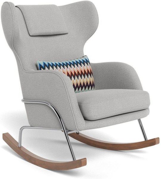 Monte Design Grand Jackson Rocker - Chrome / Performance Weave Cloud Grey Fabric / Authentic Missoni Pillow