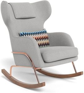 Monte Design Grand Jackson Rocker - Rose Gold Copper / Performance Weave Cloud Grey Fabric / Authentic Missoni Pillow