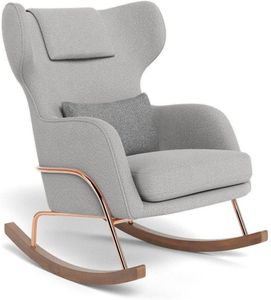 Monte Design Grand Jackson Rocker - Rose Gold Copper / Performance Weave Cloud Grey Fabric / Performance Weave Pepper Grey Pillow
