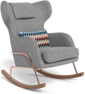 Monte Design Grand Jackson Rocker - Rose Gold Copper / Performance Weave Pepper Grey Fabric / Authentic Missoni Pillow