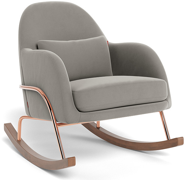 Monte Design Jackie Rocker - Rose Gold Copper Base / Mineral Grey Performance Velvet Fabric