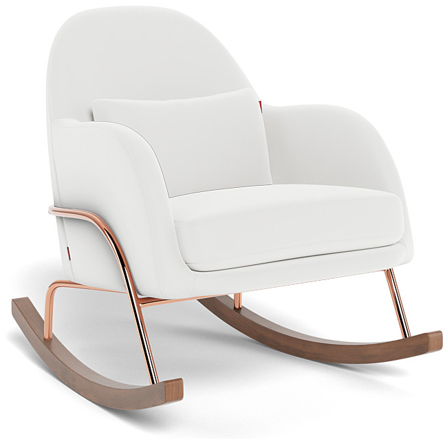 Monte Design Jackie Rocker - Rose Gold Copper Base / White Performance Microfiber Fabric