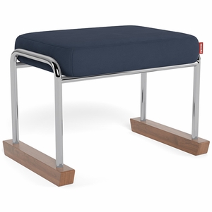 Monte Design Jackson Ottoman - Chrome / Navy Blue