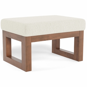 Monte Design Joya Ottoman - Walnut Base / Faux Sheepskin Fabric