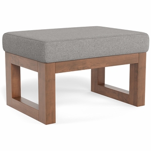 Monte Design Joya Ottoman - Walnut / Light Grey Italian Wool