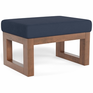 Monte Design Joya Ottoman - Walnut / Navy Blue Performance Microfiber