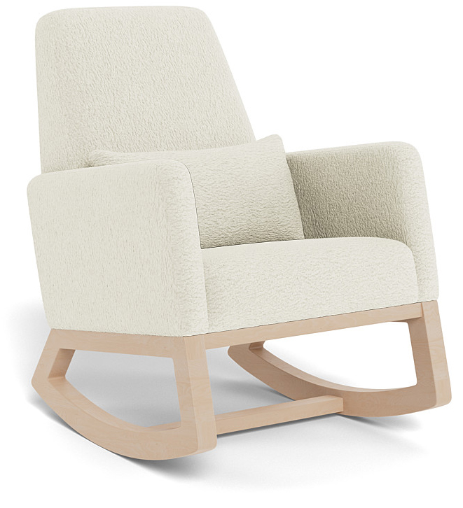 Monte Design Joya Rocker Clear Maple Base Faux Sheepskin Fabric 