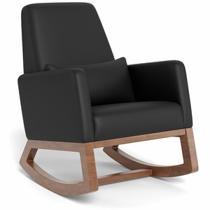 Monte Design Joya Rocker - Walnut Base / Black Enviroleather Fabric