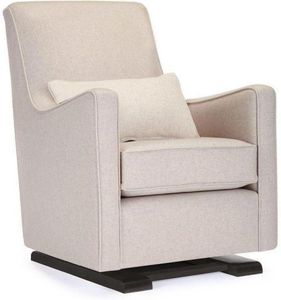 Monte Design Luca Glider - Espresso Base / Oatmeal Italian Wool Fabric / Oatmeal Piping & Pillow
