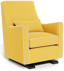 Monte Design Luca Glider - Espresso Base / Yellow Performance Microfiber Fabric & Pillow / White Piping