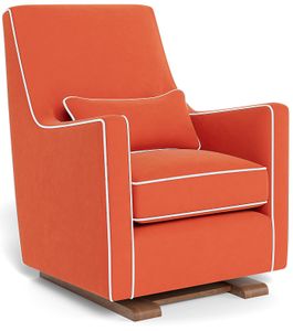 Monte Design Luca Glider - Walnut Base / Orange Performance Microfiber Fabric & Pillow / White Piping