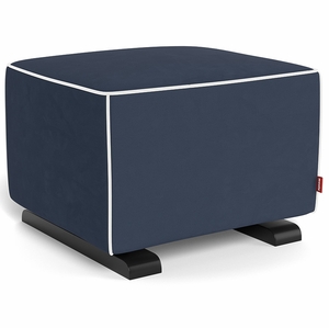 Monte Design Luca Ottoman - Espresso Base / Navy Blue Performance Microfiber Fabric / White Piping