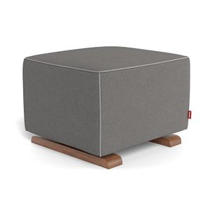 Monte Design Luca Ottoman - Walnut Base / Dark Grey Italian Wool Fabric / Light Grey Piping