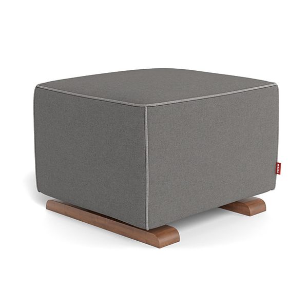 Monte Design Luca Ottoman - Walnut Base / Dark Grey Italian Wool Fabric / Light Grey Piping