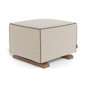 Monte Design Luca Ottoman - Walnut Base / Oatmeal Italian Wool Fabric / Dark Grey Piping