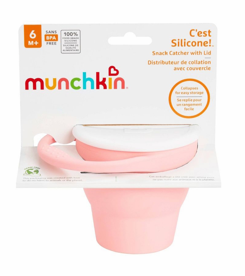 Munchkin C'est Silicone Snack Catcher with Lid Coral
