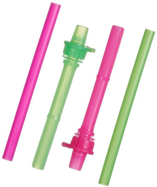 Munchkin Click Lock Replacement Straws with Valves, 2 Pk Pink/Green