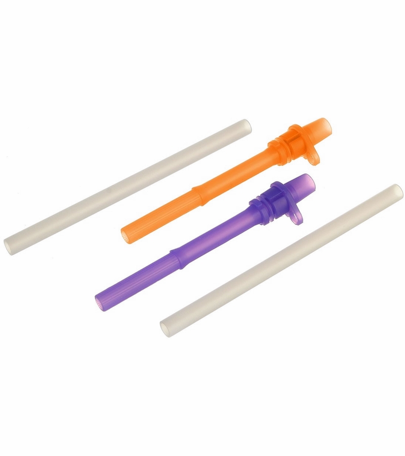 Munchkin Mighty Grip Replacement Straws with Valves, 2 Pk Purple/Orange
