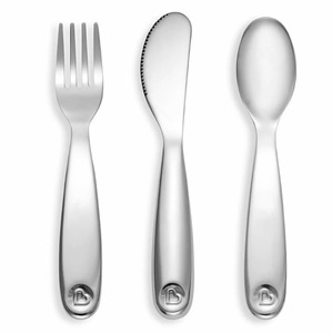 Munchkin Polish Stainless Steel Toddler Fork, Knife & Spoon Set
