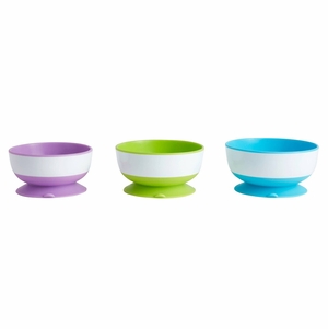 Munchkin Stay Put Suction Bowls, 3 Pack - Light Blue/Purple/Green