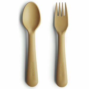 Mushie Fork & Spoon Set - Mustard