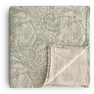 Mushie Organic Cotton Muslin Swaddle Blanket - Green Paisley