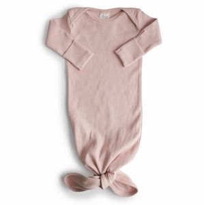 Mushie Ribbed Knotted Baby Gown - Blush