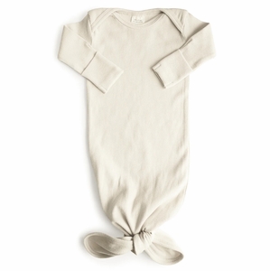 Mushie Ribbed Knotted Baby Gown - Ivory