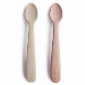 Mushie Silicone Feeding Spoon - Blush / Shifting Sand