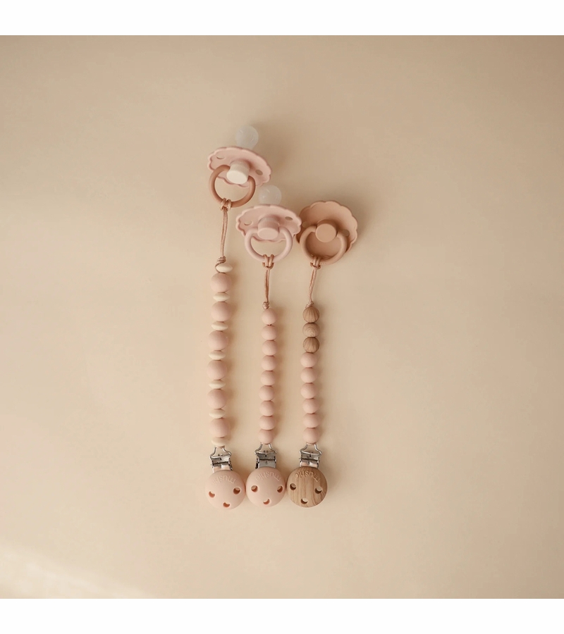 Mushie Silicone Pacifier Clip Eva Blush