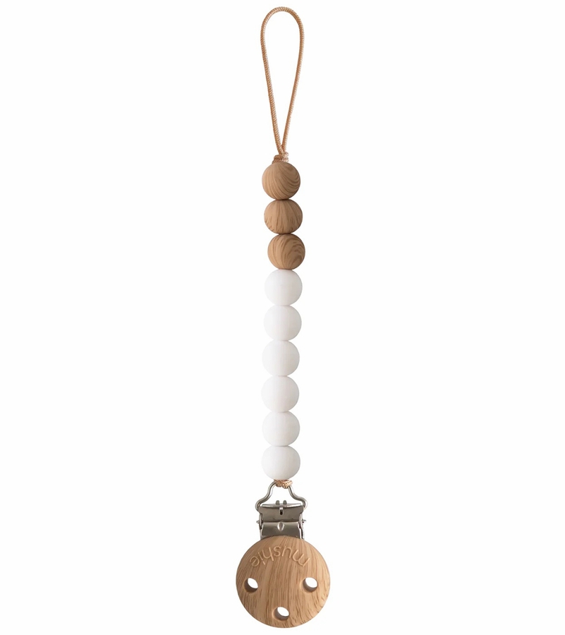 Mushie Silicone Pacifier Clip Eva White