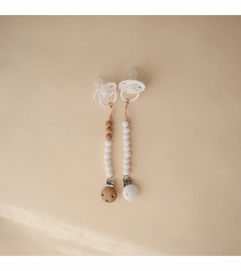 Mushie Silicone Pacifier Clip Eva White