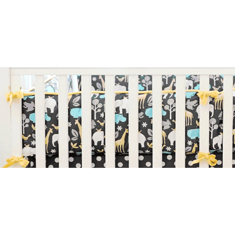 New Arrivals Urban Zoo in Grey Crib Bumper