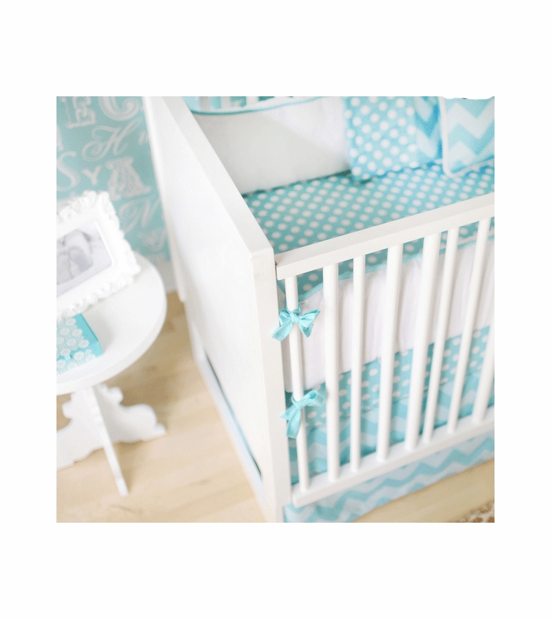 New Arrivals Zig Zag Aqua 4 Piece Baby Crib Bedding Set