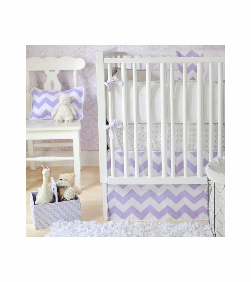 New Arrivals Zig Zag Lavender 2 Piece Baby Crib Bedding Set
