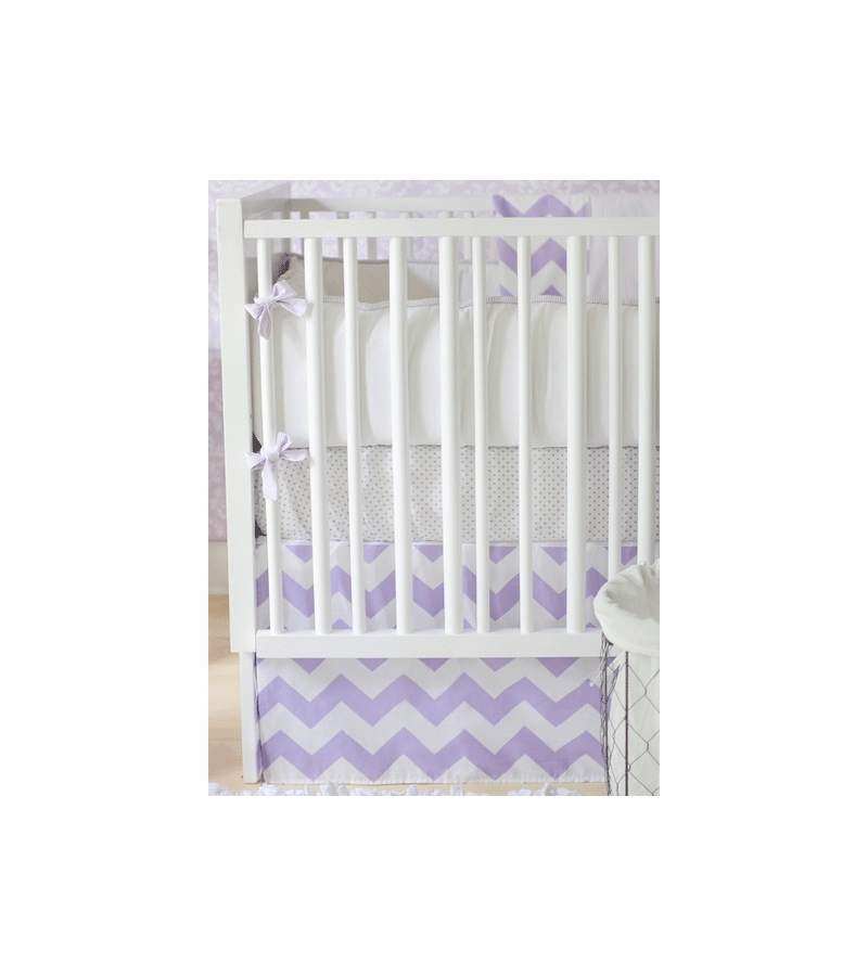 New Arrivals Zig Zag Lavender 2 Piece Baby Crib Bedding Set