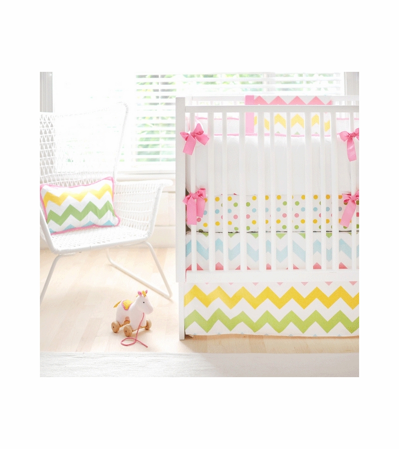 New Arrivals Zig Zag Rainbow 3 Piece Baby Crib Bedding Set