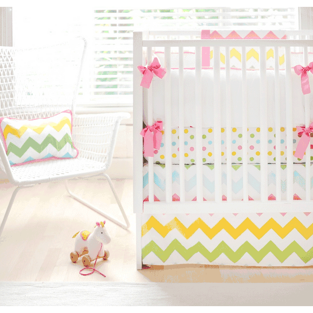 New Arrivals Zig Zag Rainbow 4 Piece Baby Crib Bedding Set