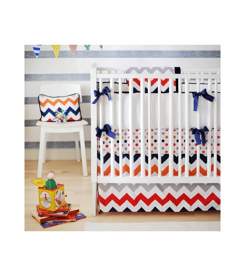 New Arrivals Zig Zag Rugby 3 Piece Baby Crib Bedding Set