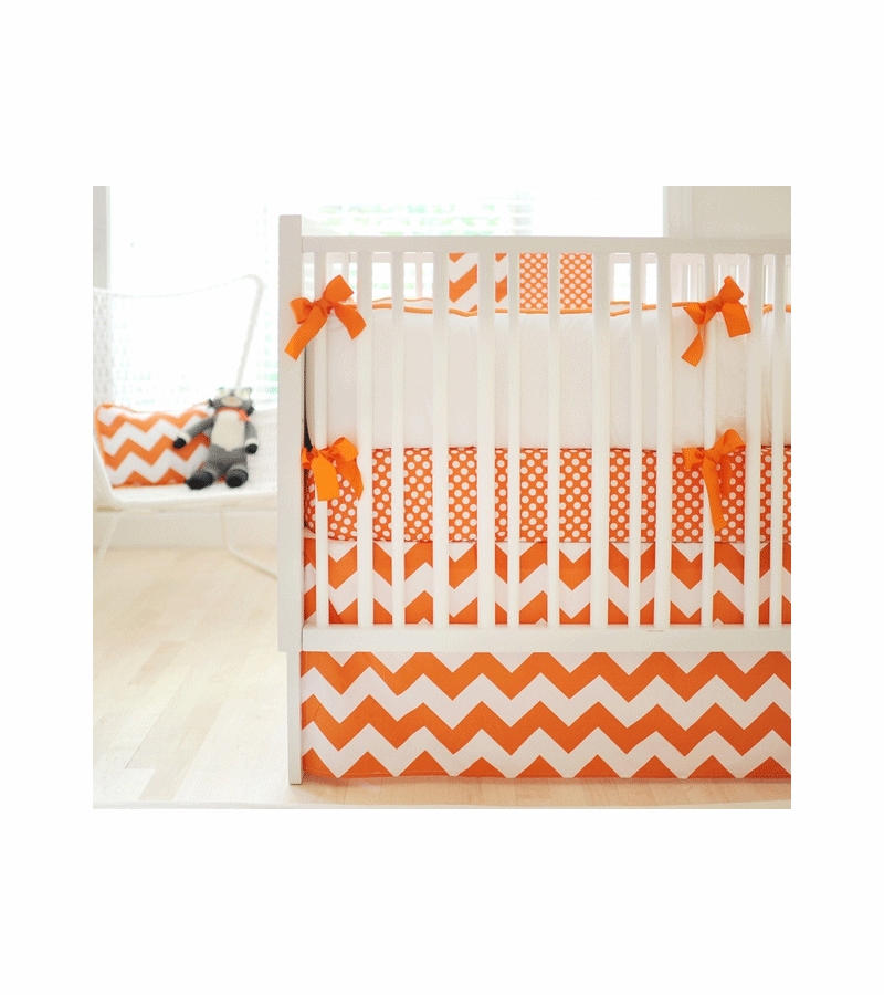 New Arrivals Zig Zag Tangerine 4 Piece Baby Crib Bedding Set