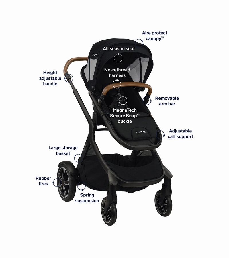 Nuna DEMI Grow Stroller + with Stand Bundle Caviar