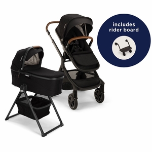 Nuna DEMI Next Stroller with Rider Board + DEMI Grow Bassinet with Stand Bundle - Caviar