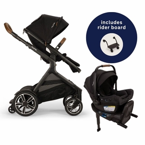 Nuna DEMI Next Stroller with Rider Board + PIPA Aire RX Travel System - Caviar
