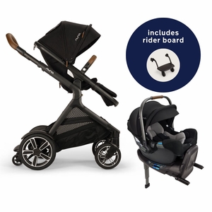 Nuna DEMI Next Stroller with Rider Board + PIPA RX Travel System Bundle - Caviar