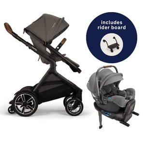 Nuna DEMI Next Stroller with Rider Board + PIPA RX Travel System Bundle - Granite