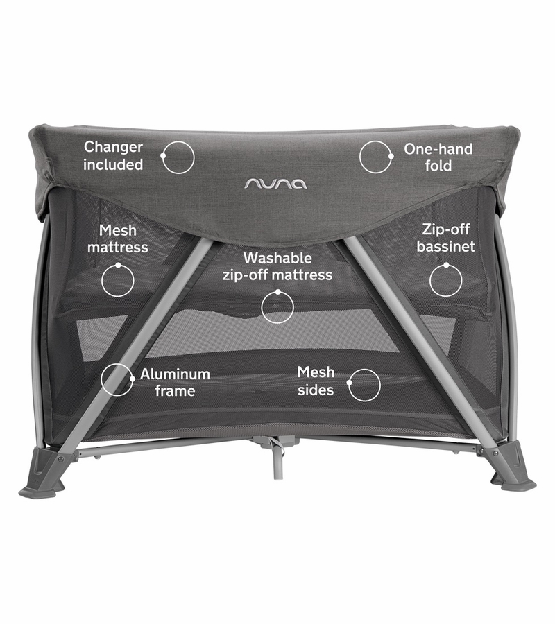 Nuna SENA Aire Playard with ZipOff + Changer (One Box) Granite