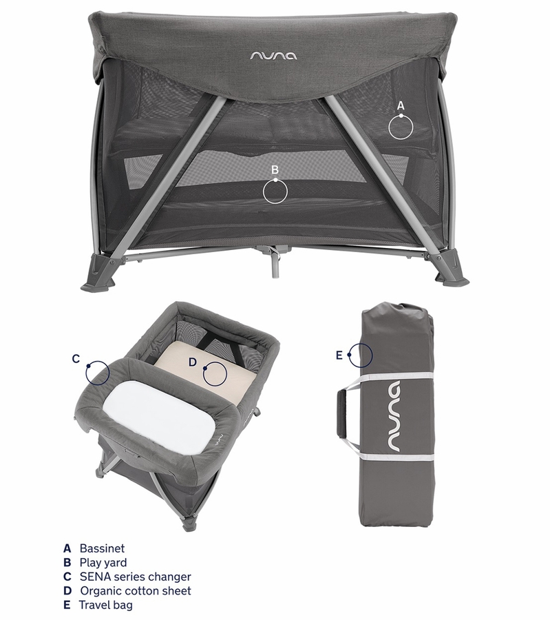 Nuna SENA Aire Playard with ZipOff + Changer (One Box) Granite