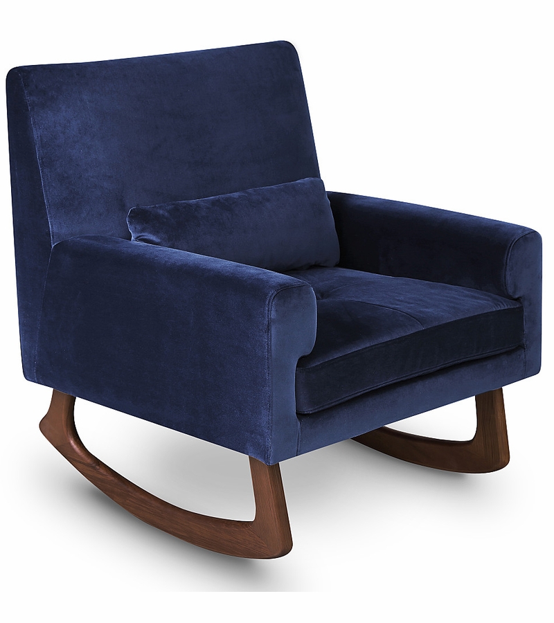 Nursery Works Sleepytime Rocker, Walnut Legs Navy Velvet