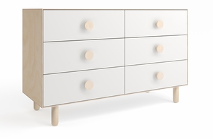 Oeuf 6 Drawer Dresser - Moss - White/Birch
