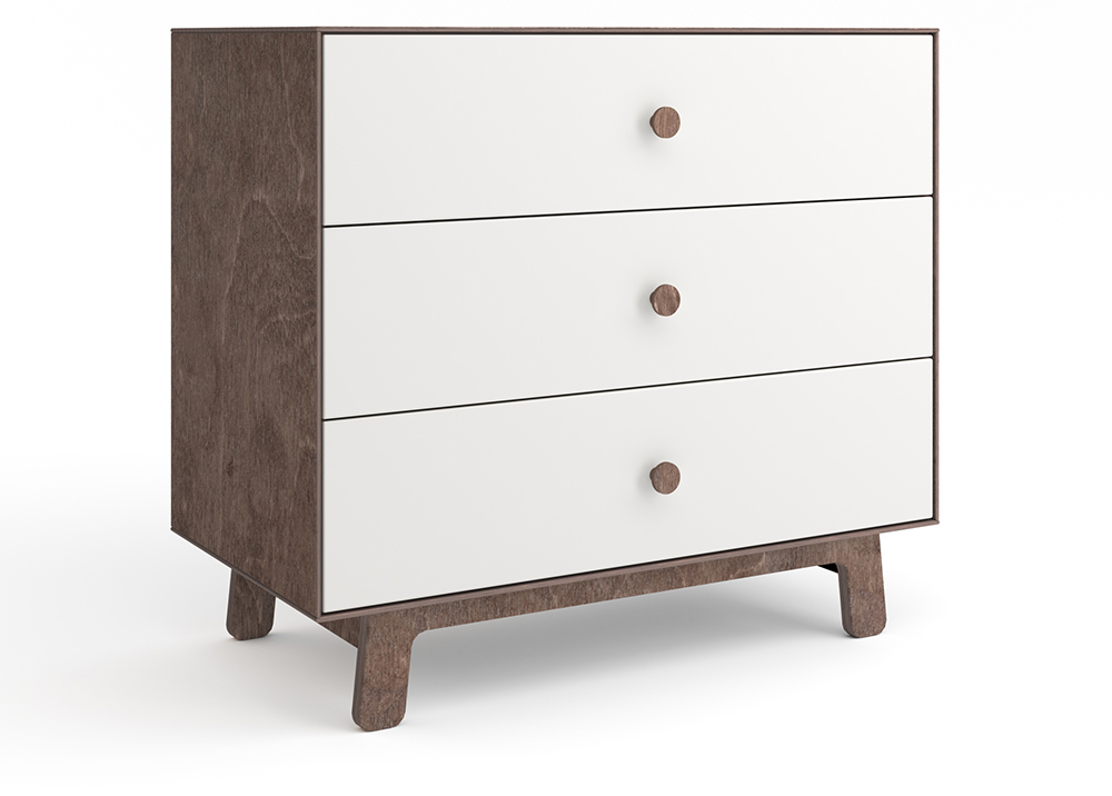 Oeuf 3 Drawer Dresser - Sparrow - White/Walnut